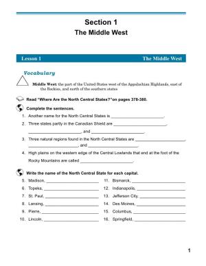 Section 1 the Middle West