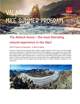 The Aletsch Arena – the Most Libera.Ng Natural Experience in The
