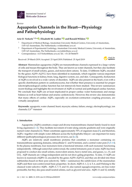 Aquaporin Channels in the Heart—Physiology and Pathophysiology