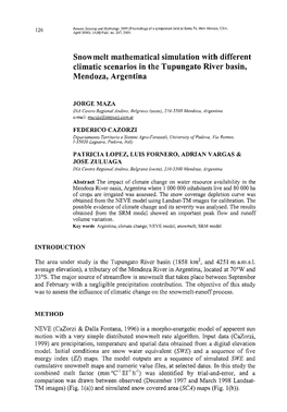 Snowmelt Mathematical Simulation with Different Climatic Scenarios in the Tupungato River Basin, Mendoza, Argentina