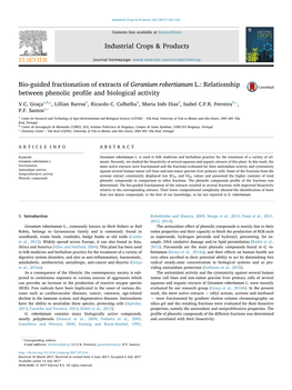 Bio-Guided Fractionation of Extracts of Geranium Robertianum L.: Relationship MARK Between Phenolic Proﬁle and Biological Activity ⁎ V.C