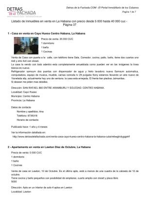 Listado De Inmuebles En Venta En La Habana Con Precio Desde 5 000 Hasta 40 000 Cuc - Página 37