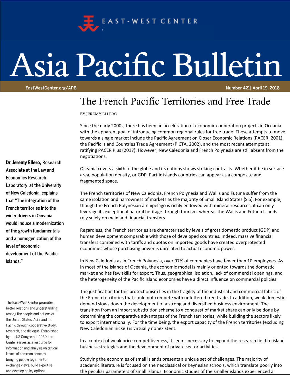 The French Pacific Territories and Free Trade