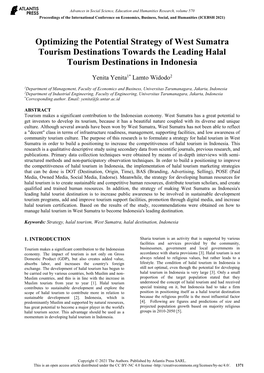 Optimizing the Potential Strategy of West Sumatra Tourism Destinations Towards the Leading Halal Tourism Destinations in Indonesia