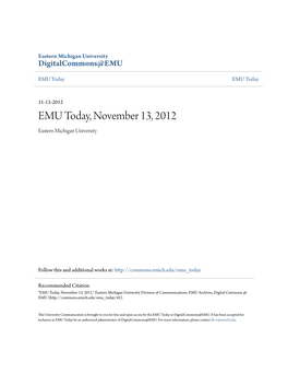 EMU Today, November 13, 2012 Eastern Michigan University