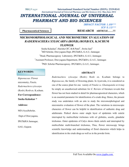 International Journal of Universal Pharmacy and Bio