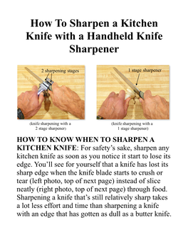 How to Sharpen a Kitchen Knife with a Handheld Knife Sharpener 3-27-21