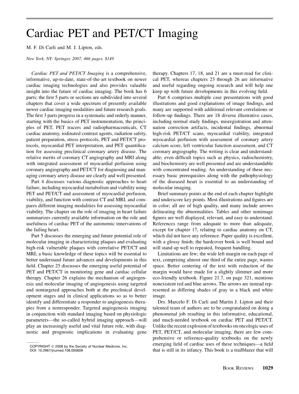 Cardiac PET and PET/CT Imaging