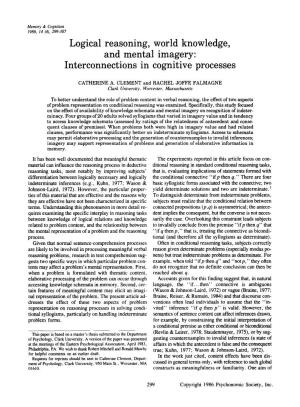 Logical Reasoning, World Knowledge, and Mental Imagery: Interconnections in Cognitive Processes