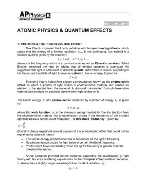 Atomic Physics & Quantum Effects