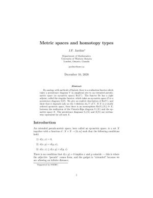 Metric Spaces and Homotopy Types
