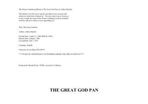The Great God Pan, by Arthur Machen
