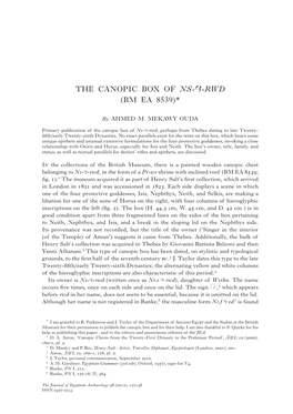 The Canopic Box of N%-Aa-Rw (BM EA 8539) *