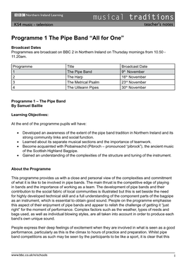 Musical Traditions KS4 Music - Television Teacher's Notes