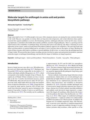 Molecular Targets for Antifungals in Amino Acid and Protein Biosynthetic Pathways