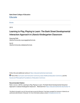 The Bank Street Developmental Interaction Approach in Liliana's Kindergarten Classroom