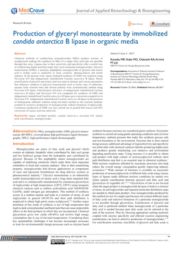 Production of Glyceryl Monostearate by Immobilized Candida Antarctica B Lipase in Organic Media