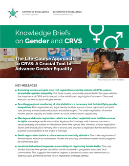 The Life-Course Approach to CRVS: a Crucial Tool to Advance Gender Equality