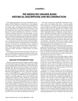 The Middle Rio Grande Basin: Historical Descriptions and Reconstruction