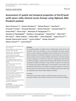 Assessment of Spatial and Temporal Properties of Ka/Q Band Earth-Space Radio Channel Across Europe Using Alphasat Aldo Paraboni