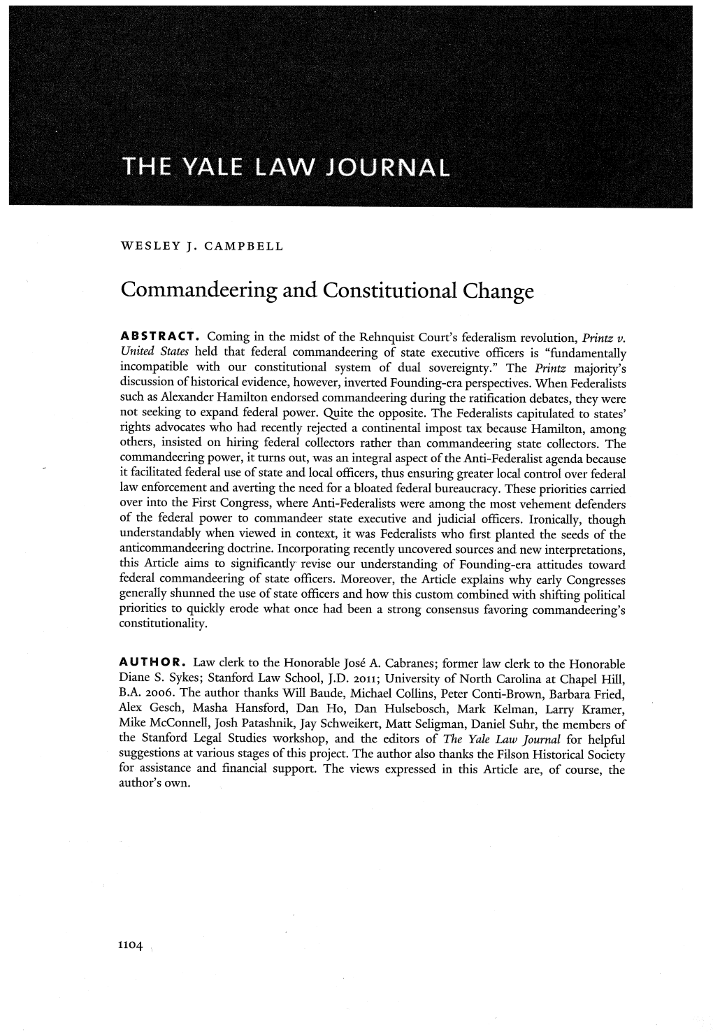 Commandeering and Constitutional Change