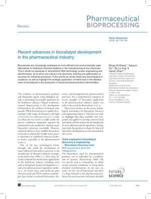 Recent Advances in Biocatalyst Development in the Pharmaceutical Industry