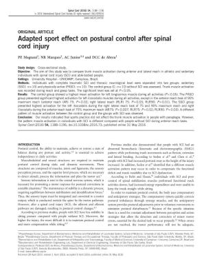 Adapted Sport Effect on Postural Control After Spinal Cord Injury