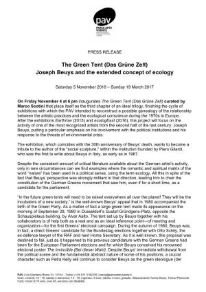 The Green Tent (Das Grüne Zelt) Joseph Beuys and the Extended Concept of Ecology
