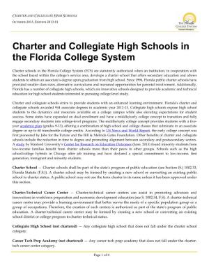 Charter and Collegiate High Schools in the Florida College System