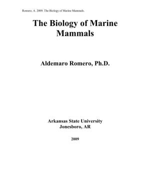 The Biology of Marine Mammals