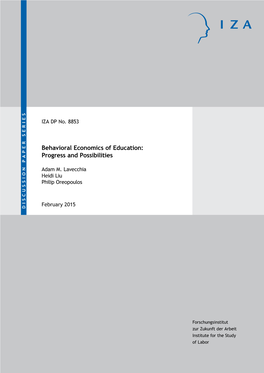 Behavioral Economics of Education: IZA DP No