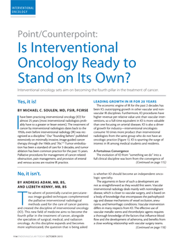 Is Interventional Oncology Ready to Stand on Its Own? Interventional Oncology Sets Aim on Becoming the Fourth Pillar in the Treatment of Cancer