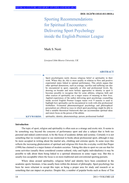 Delivering Sport Psychology Inside the Englishpremier League
