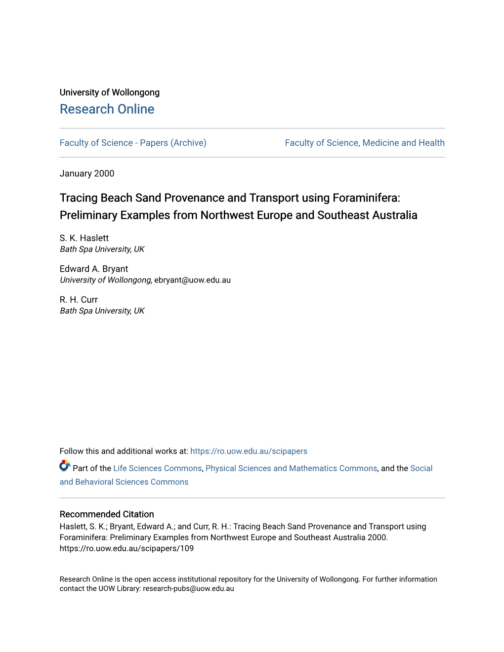 Tracing Beach Sand Provenance and Transport Using Foraminifera: Preliminary Examples from Northwest Europe and Southeast Australia