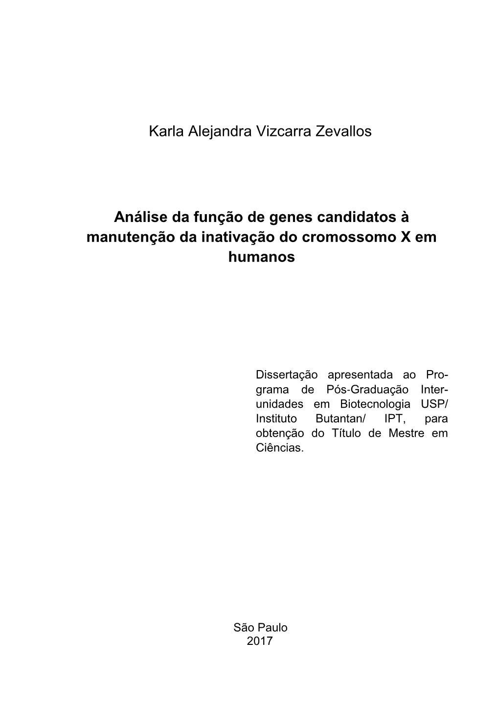 Karla Alejandra Vizcarra Zevallos Análise Da Função De Genes