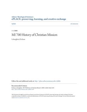 MI 700 History of Christian Mission Lalsangkima Pachuau