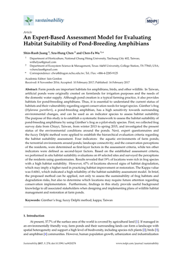 An Expert-Based Assessment Model for Evaluating Habitat Suitability of Pond-Breeding Amphibians