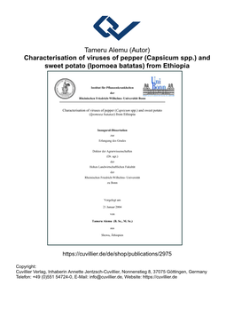 (Capsicum Spp.) and Sweet Potato (Ipomoea Batatas) from Ethiopia