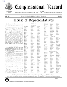 Congressional Record United States Th of America PROCEEDINGS and DEBATES of the 104 CONGRESS, SECOND SESSION