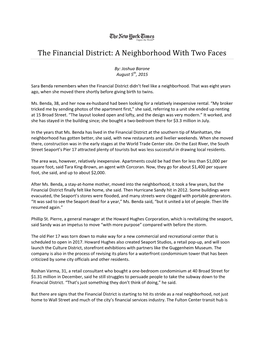 The Financial District: a Neighborhood with Two Faces