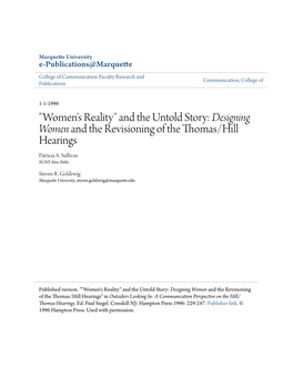 Designing Women and the Revisioning of the Thomas/Hill Hearings Patricia A