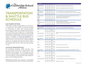 Transportation & Shuttle Bus Schedule