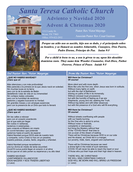 Santa Teresa Catholic Church Adviento Y Navidad 2020 Advent & Christmas 2020 1212 Lucky St