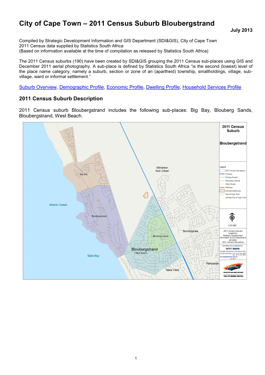 2011 Census Suburb Bloubergstrand July 2013