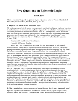 Five Questions on Epistemic Logic