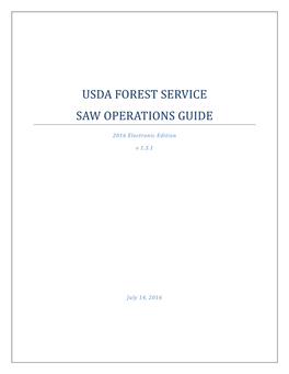 Usda Forest Service Saw Operations Guide