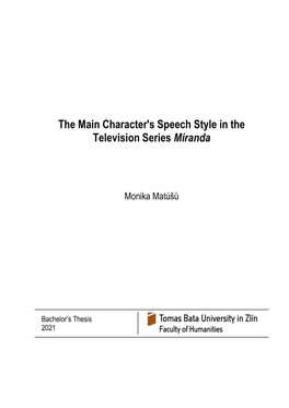 The Main Character's Speech Style in the Television Series Miranda