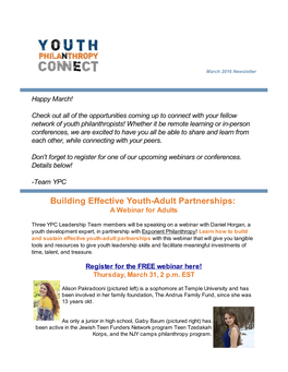 Building Effective Youth-Adult Partnerships: a Webinar for Adults