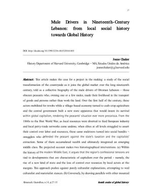 Mule Drivers in Nineteenth-Century Lebanon: from Local Social History Towards Global History