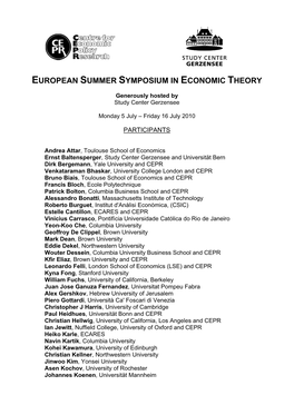 European Summer Symposium in Economic Theory